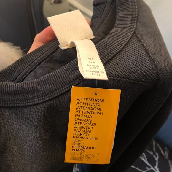 New With Tags Overdyed Black Crewneck Sweatshirt - Picture 3 of 4